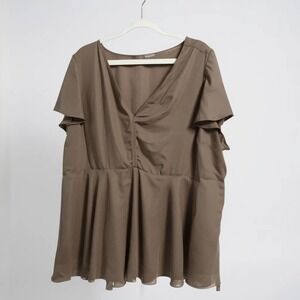Torrid black sheer flutter sleeved short-sleeved blouse 4X
